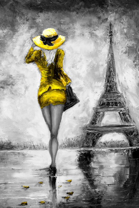 Canvas Parisian Woman (1 Part) Vertical Yellow