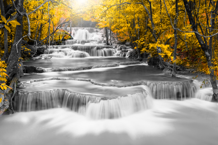 Canvas Cascade of Thoughts (1 Part) Wide Yellow