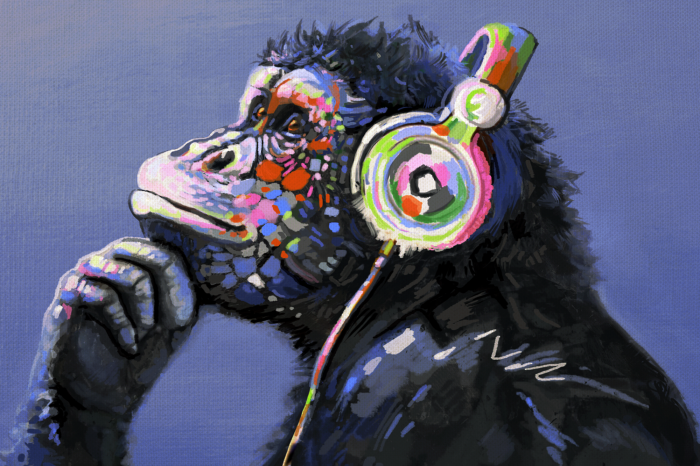 Canvas Musical Monkey (1 Part) Wide