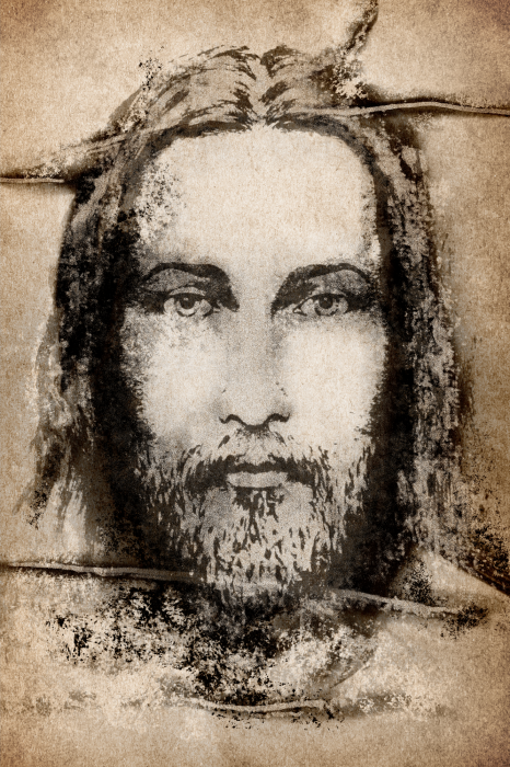 Canvas Shroud of Turin in Sepia (1 Part) Vertical