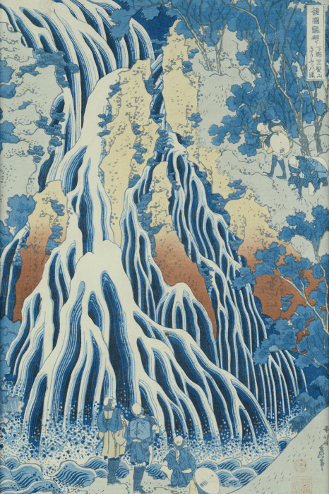 Canvas Kirifuri Fall on Kurokami Mount from the series 'Shokoku Taki Meguri' (A Journey to the Waterfalls of All the Provinces) (Hokusai Katsushika)