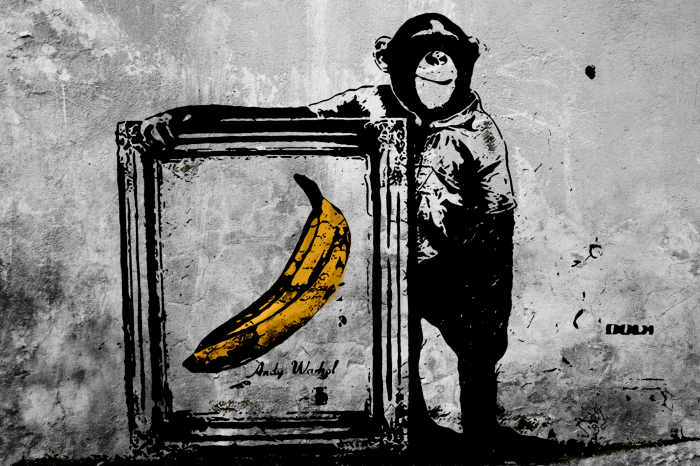 Canvas Inspired by Banksy - black and white