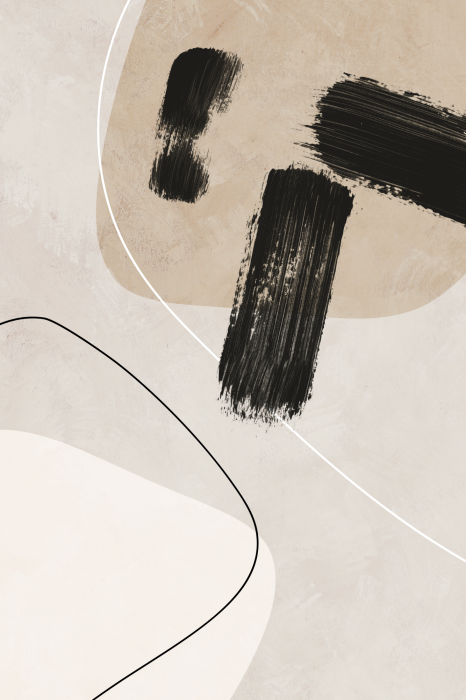 Canvas Dunne lijnen en penseelstreken op een beige achtergrond