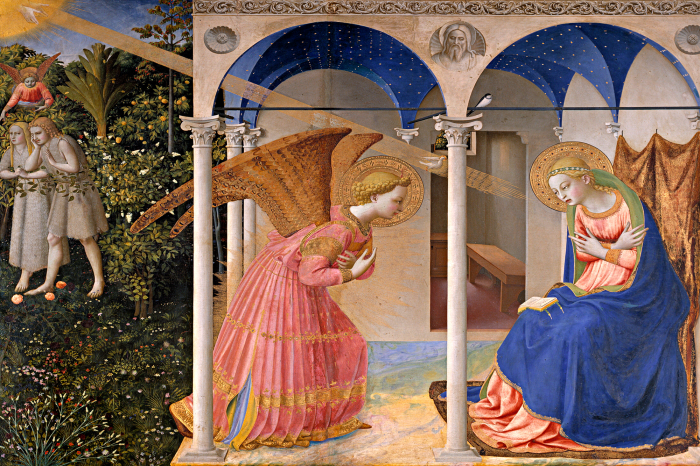 Canvas Symboliek van de geestelijke aankondiging