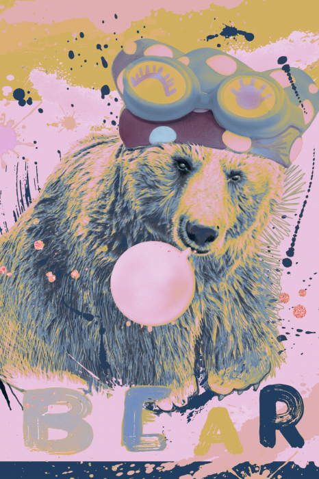 Canvas Teddy Bear and Balloon (1 Part) Vertical