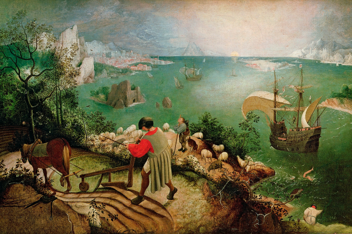 Canvas Idyllisch uitzicht met verborgen val van Icarus
