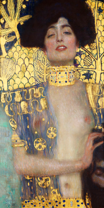 Canvas Elegante vrouw in goudversierd portret