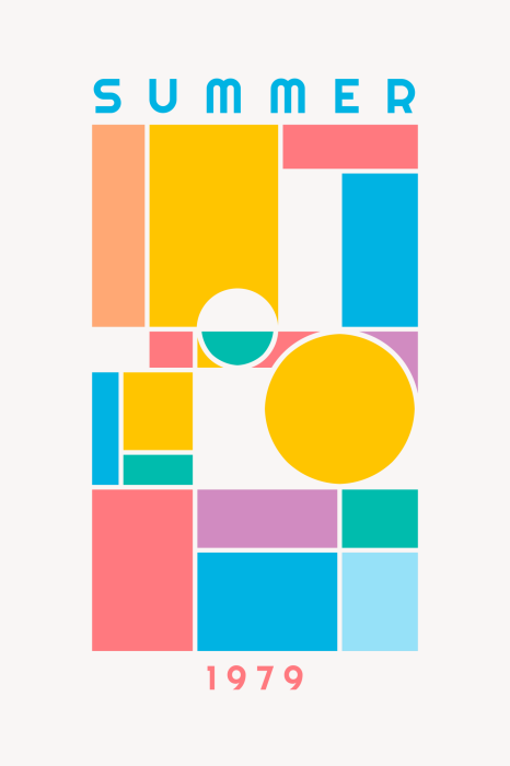 Canvas Kleurrijk geometrisch motief met opschrift