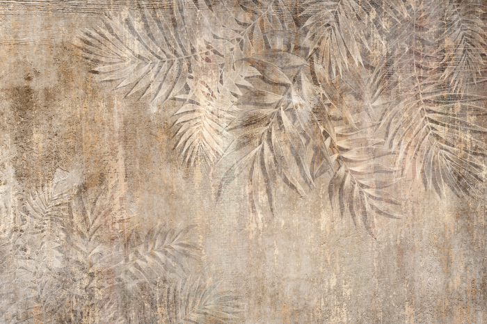 Canvas Delicate palmbomen in zandbruine tinten