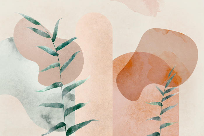 Canvas Kleine blaadjes op een abstracte achtergrond