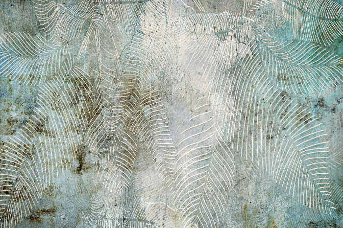 Canvas Botanisch patroon met bladeren op een betonnen achtergrond