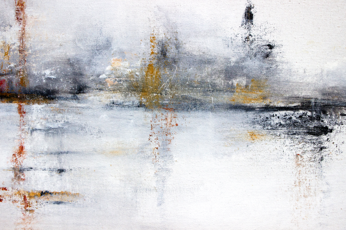 Canvas Abstract waterlandschap geschilderd met verf