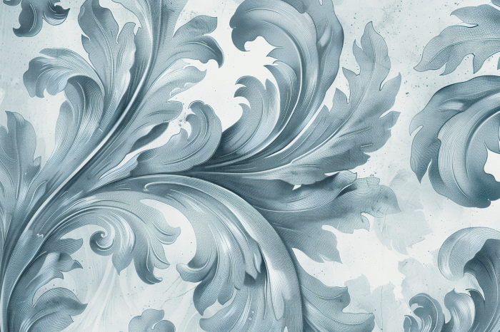 Canvas Stone Baroque Ornaments in Light Shades of Gray-Blue