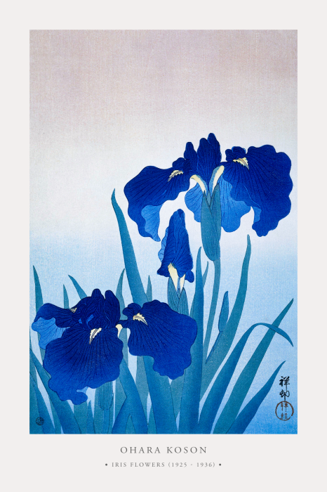 Canvas Ohara Kosona&#39;s blauwe irissen in Japanse stijl