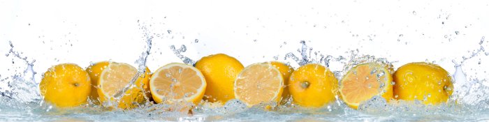 Canvas Een schijfje citroen in water