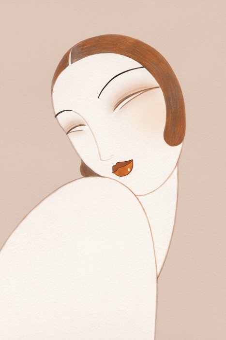 Canvas Abstract portret van een vrouw met geometrische vormen