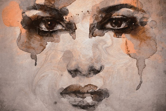 Canvas Aquarelweergave van vrouwelijke schoonheid