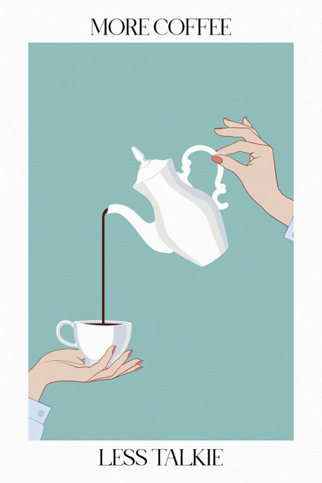 Canvas Koffie geschonken uit een elegante porseleinen kan