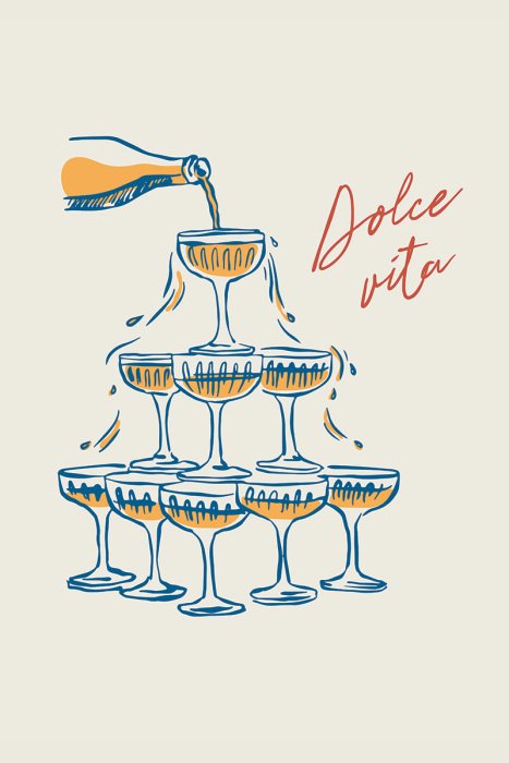 Canvas Een piramide van champagneglazen tijdens een toost