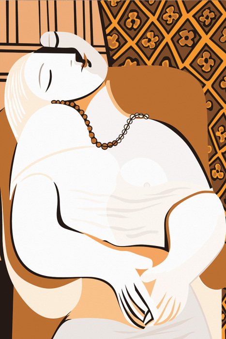 Canvas Een expressieve compositie van een vrouw in een fauteuil