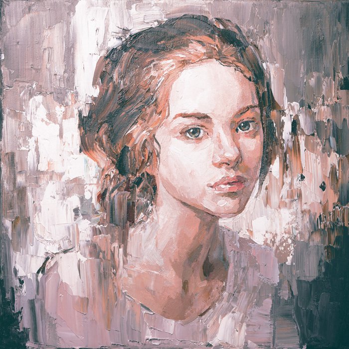 Canvas Een subtiel aquarelportret van een jonge vrouw