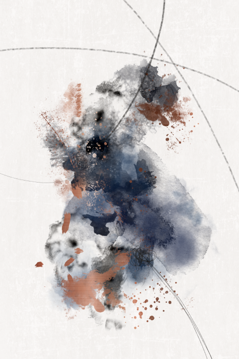 Poster Een subtiele aquarelcompositie van vlekken