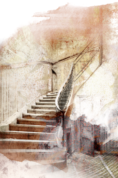 Poster Artistiek podium met lichte trap