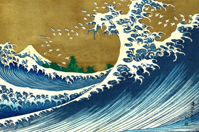 Poster Dynamische Japanse zeegolf