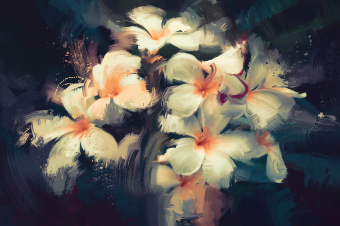 Poster Schilderachtige bloemblaadjes, delicate gloed