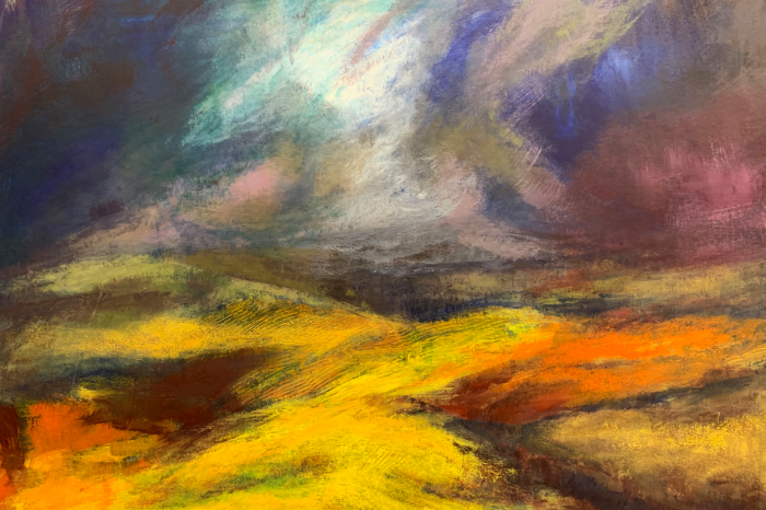 Poster Een heuvellandschap in expressieve stijl