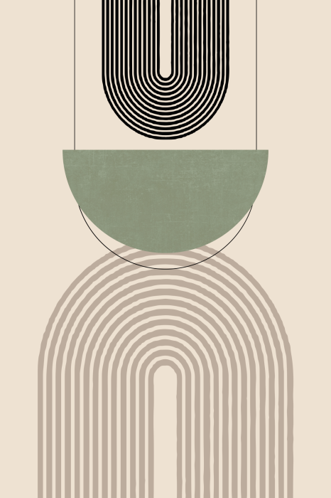 Poster Minimalistische bogen en een groene halve cirkel