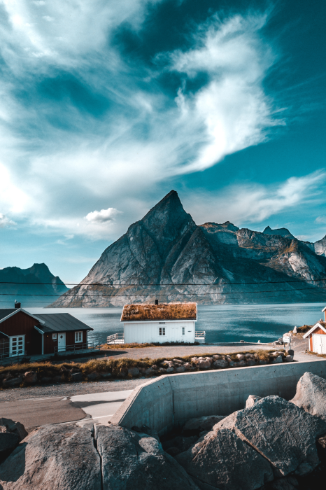 Poster Bergweerspiegeling met turquoise meer