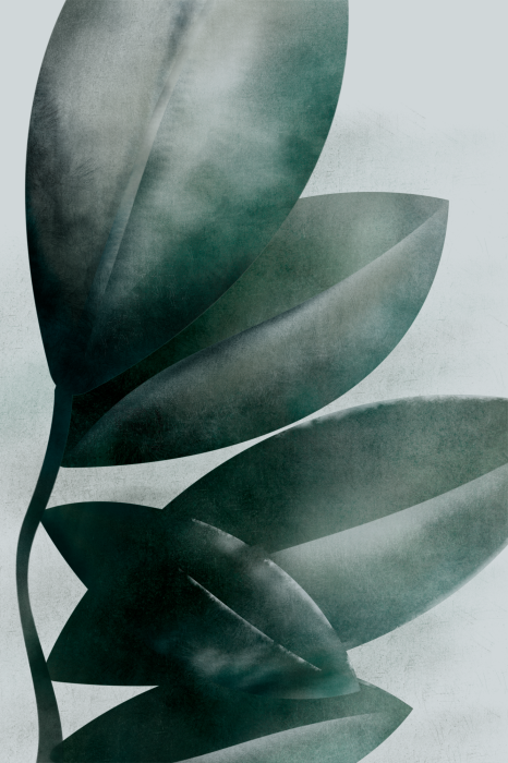 Poster Minimalistische tak met groene bladeren