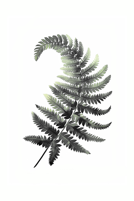 Poster Botanische tekening van een varenblad
