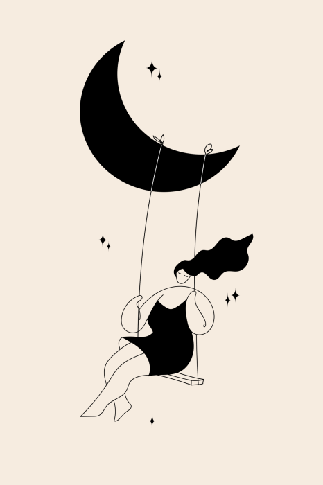 Poster Maanschommel Illustratie