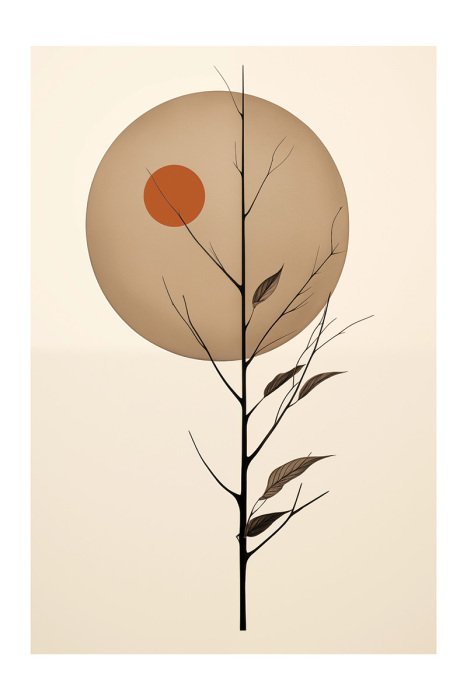 Poster Stilleven met een decoratief motief van een volle maan