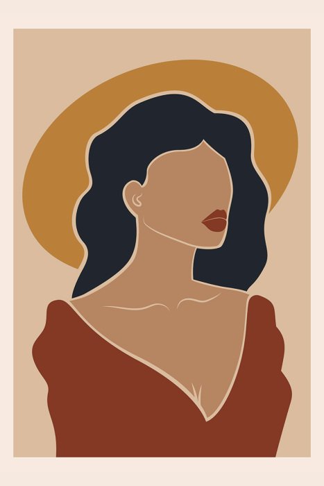 Poster Artistiek portret van een vrouw met een elegante hoed