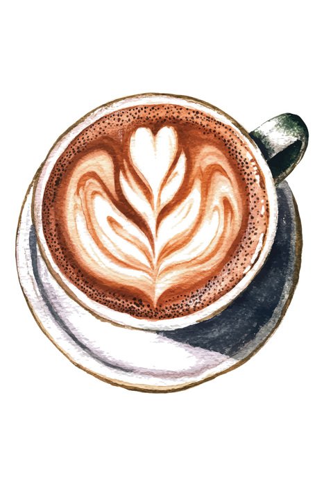 Poster Koffiedecoratie met hartvormig schuim