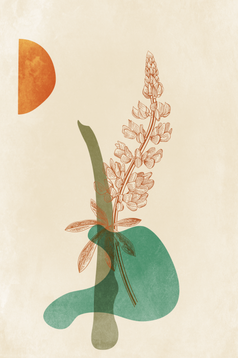 Poster Minimalistische plant in pasteltinten