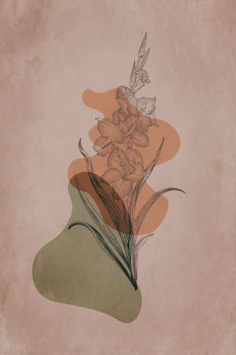 Poster Plantenminimalisme tegen een achtergrond van vlekken