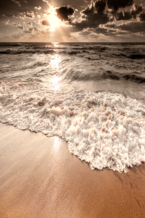 Poster Zandstrand in het avondlicht