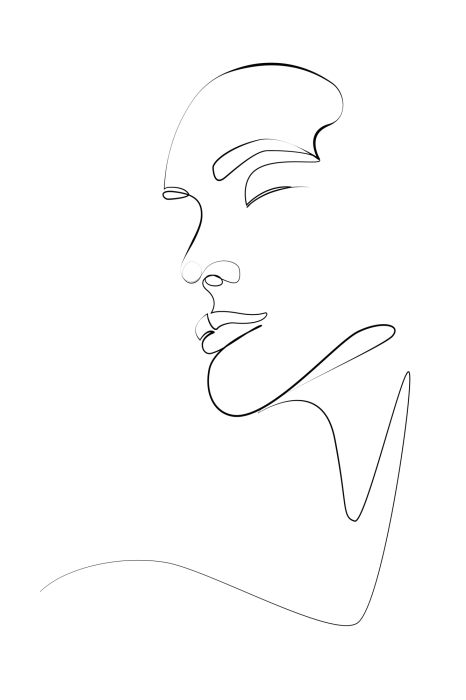 Poster Een subtiel profiel getekend met lijnen