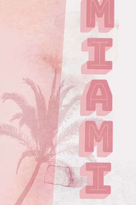 Poster Typografie op een roze palmboomachtergrond