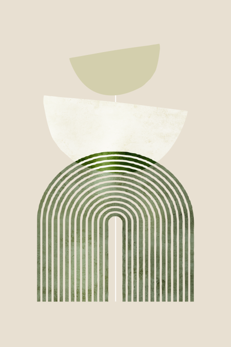 Poster Geometrie met groene lijnen