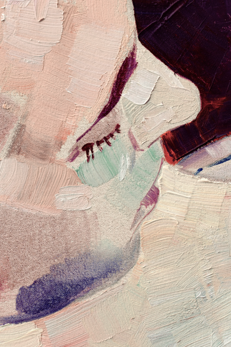 Poster Een delicaat vrouwengezicht in zachte kleuren