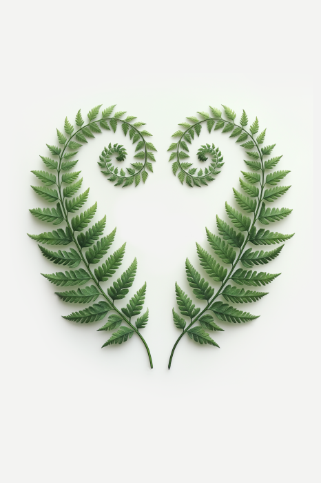 Poster Symmetrische compositie van groene bladeren