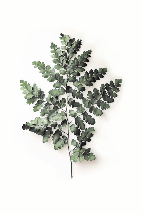 Poster Een delicate varen op een witte achtergrond