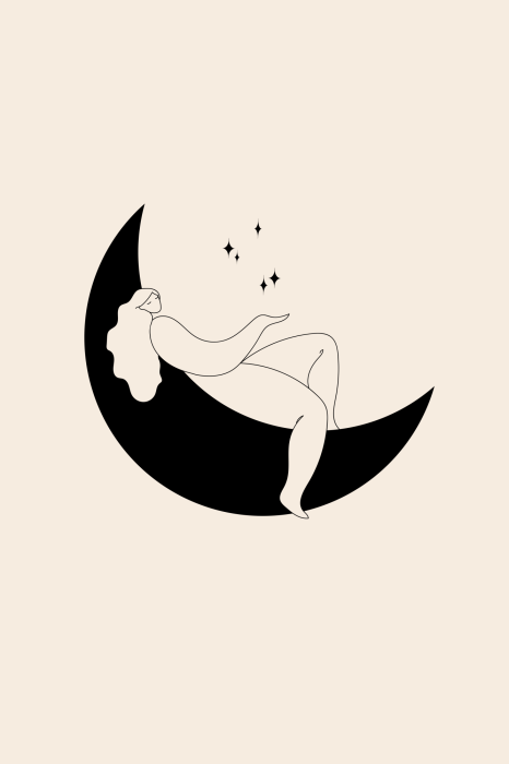 Poster Vrouwen op de maan tussen de sterren