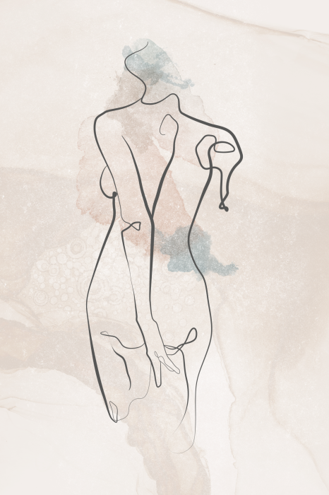 Poster Een delicate schets van een vrouwelijk silhouet