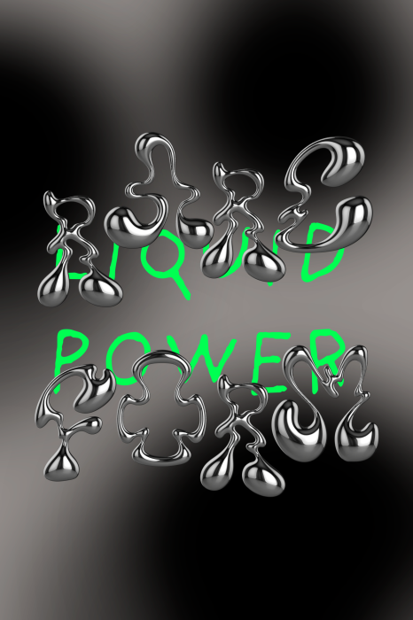 Poster Chrome-druppels en neonletters